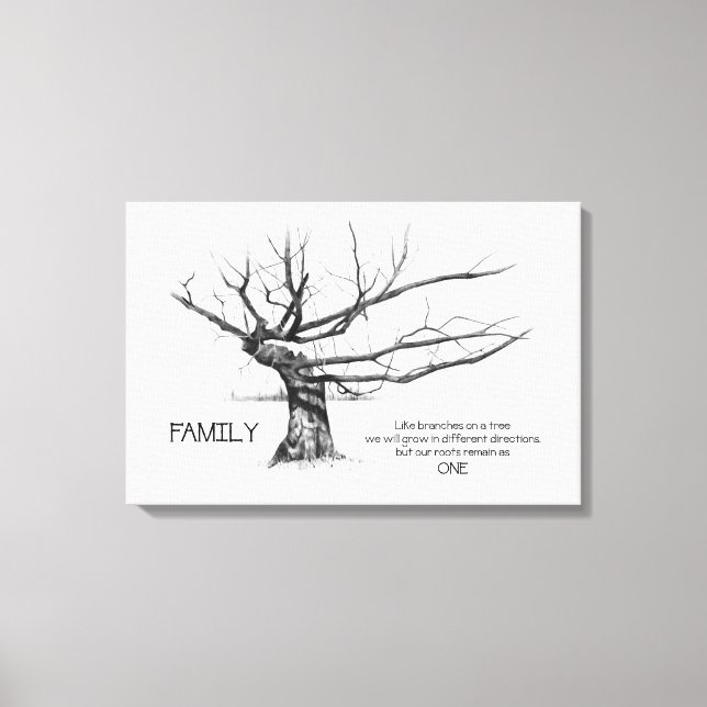 Familj:  ONE Root, Quote, Gnarly Träd, Pencil Canvastryck (Framsida)