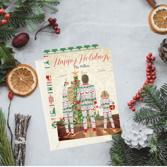 Familj på 3- Platt julkort (Skapare uppladdad)