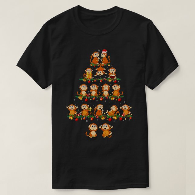 Familj Pajama Sets Julmatchande Monkey Julafton T Shirt (Design framsida)