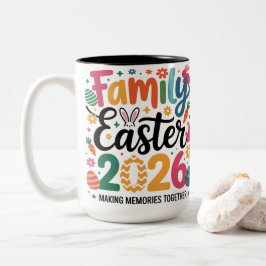 Familj Påsk 2026 Minnen Retro Färgrik Två-Tonad Mugg