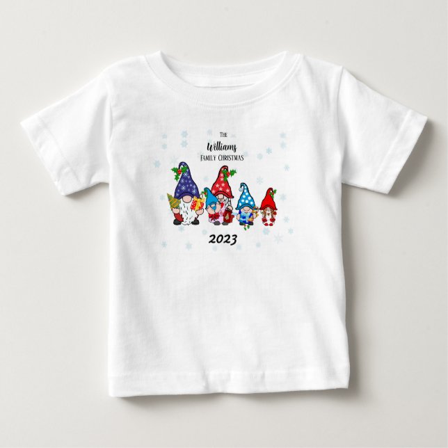Familj Personlig babys familjegnomer pojkbaby T Shirt (Framsida)