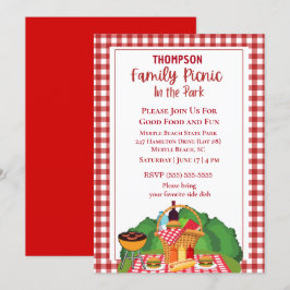 Familj Picknick Grillning Grillfest Utomhusgrillni Inbjudningar