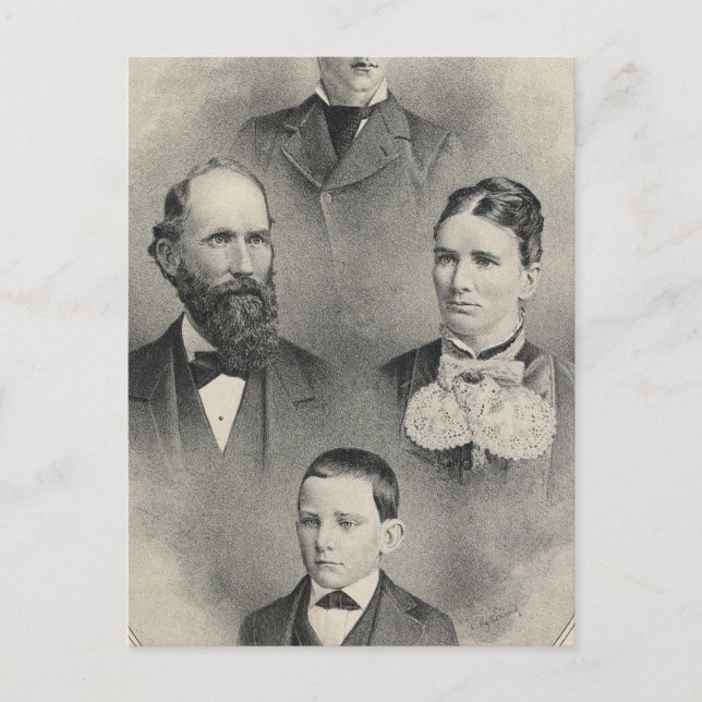 Familj porträtt vykort (Framsida)