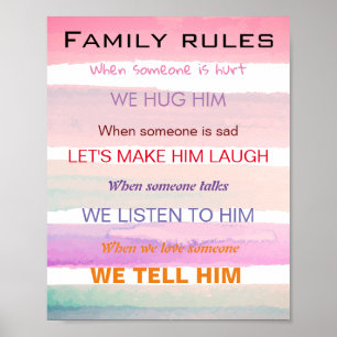 Familj regler i färg poster