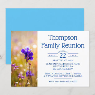 Familj Reunion Blue Wildblommor Inbjudningar