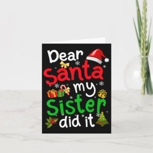 Familj Roligt Kära Tomte Min Syster Gjorde Det Jul Kort
