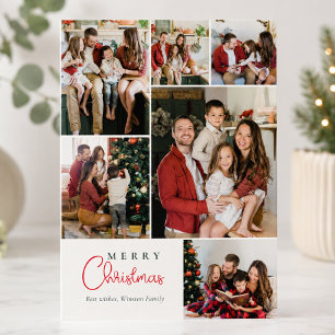 Familj sex Fotokollage Festiv jul Julkort