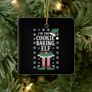 Familj som matchar Cookie Baking Elf-julen Julgransprydnad Keramik