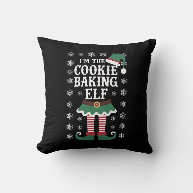 Familj som matchar Cookie Baking Elf-julen Kudde (Framsida)