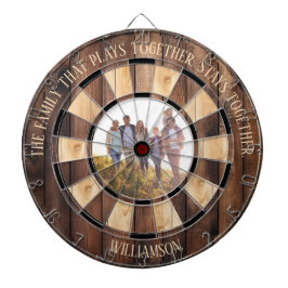 Familj som spelar Personlig Rustic Wood Photo Darttavla