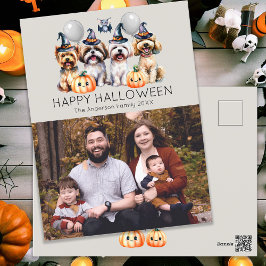 Familj Sött Gott Halloween Helg Vykort