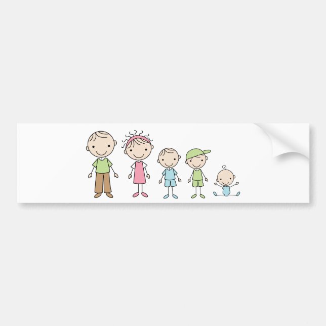 Familj Stickfigurer Bildäckslappar Bildekal (Framsidan)