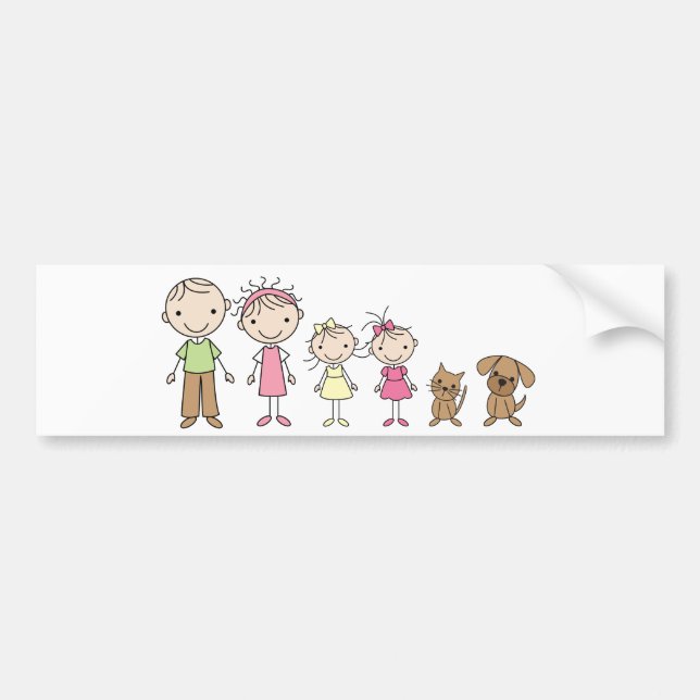 Familj Stickfigurer Bildäckslappar Bildekal (Framsidan)