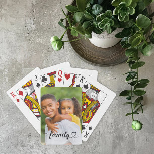 Familj Svart Script Anpassad Foto Casinokort