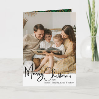 Familj Svart Vitt Grönt Guld Foto Jul Vik Kort