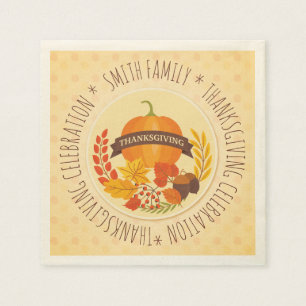 Familj. Thanksgiving Firande.Anpassad. Pappersservett