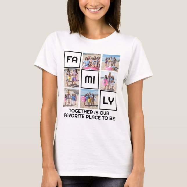 Familj tillsammans 6 foton och Personlig T Shirt (Framsida)
