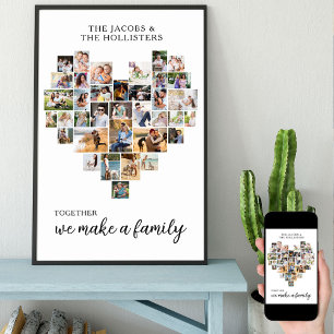 Familj Tillsammans Kärlek Hjärtformad 36 Foto Coll Poster