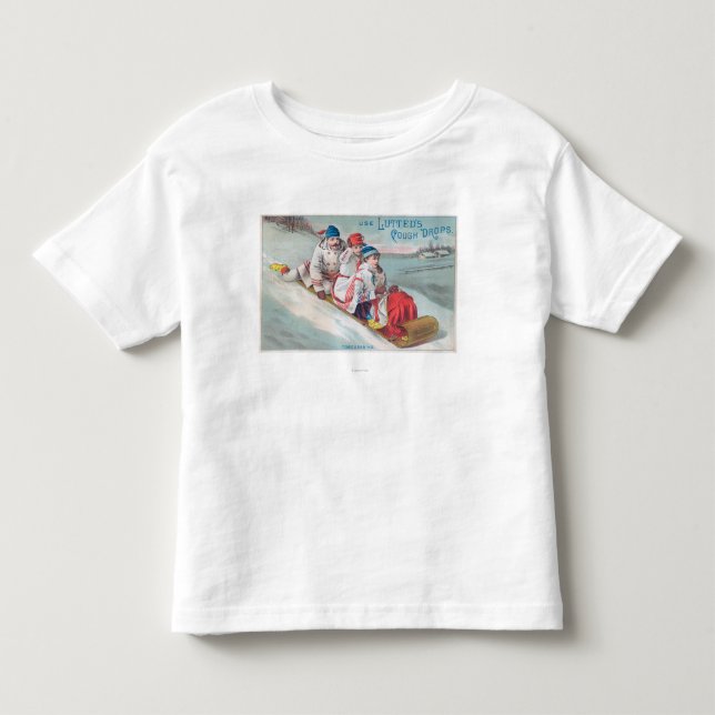 Familj Tobogganing och använda Lutted hosta T Shirt (Framsida)