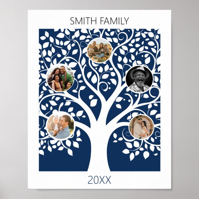 Familj Träd med foton - Anpassade Family Pos Poster (Framsidan)