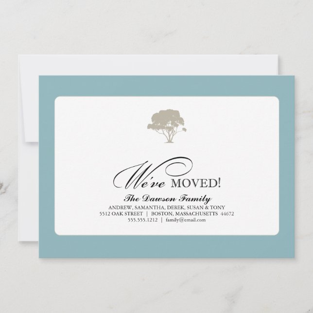 familj träd {vi har flyttat} meddelande (Framsida)