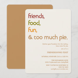 Familj, vänner, kalkon, paj Modern friendsgiving Inbjudningar