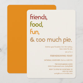 Familj, vänner, kalkon, paj Modern friendsgiving Inbjudningar