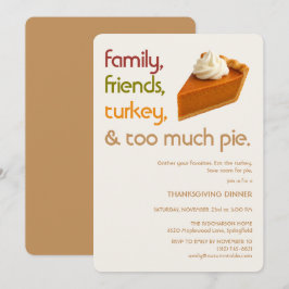 Familj, Vänner, Turkiet, Paj Modern Thanksgiving Inbjudningar