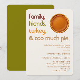 Familj, Vänner, Turkiet, Paj Modern Thanksgiving Inbjudningar