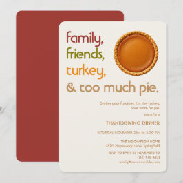Familj, Vänner, Turkiet, Paj Modern Thanksgiving Inbjudningar