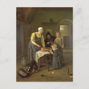 Familj vid måltid, 1665 vykort