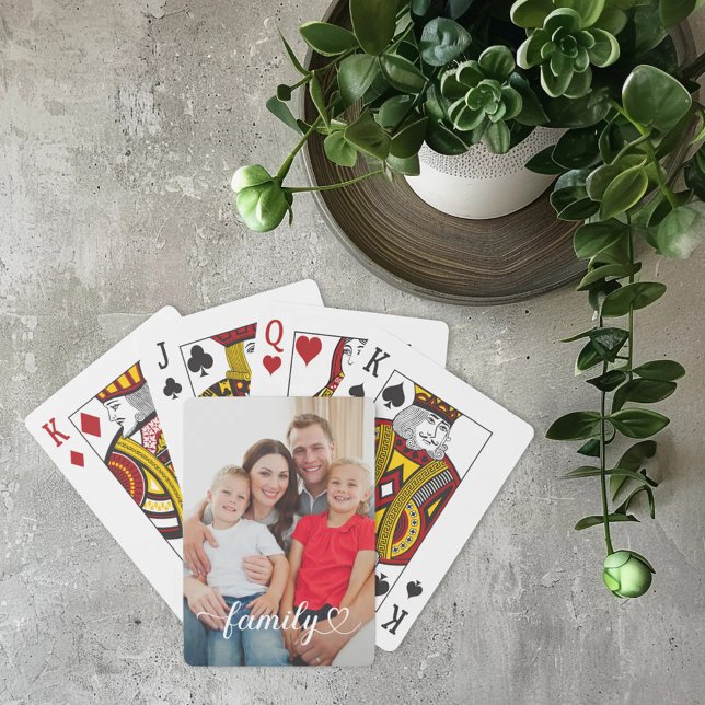 Familj Vit Skript Anpassad Foto Casinokort (Skapare uppladdad)