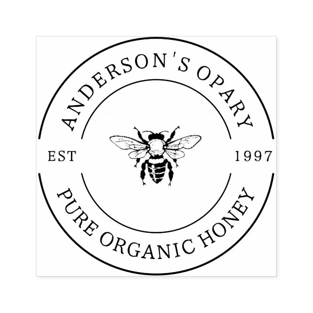 Familjägd Apiary Rustic Round Honung Stämpel (Tryck)