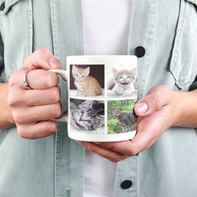 Familje Husdjur Foto Collage Kaffemugg (Family Pet Photo Collage Coffee Mug)