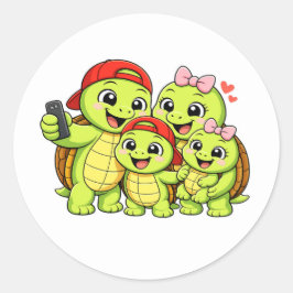 Familje-selfie Runt Klistermärke