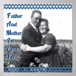 Familjeakronymen Parents Photo Blue Blommigt Gräns Poster
