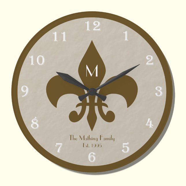 Familjeanpassat Fleur De Lis Wall Clock Stor Klocka (Skapare uppladdad)