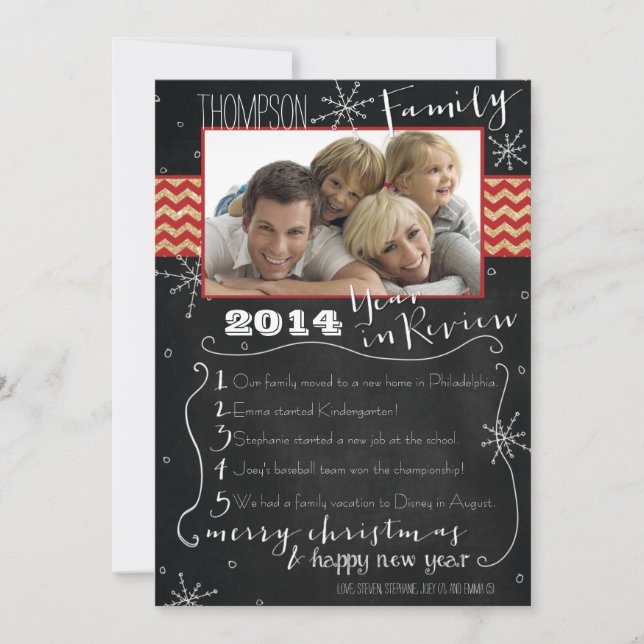 Familjeår i recensionsfotojulkort julkort (Framsida)