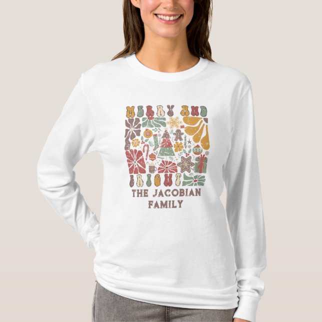 Familjeåret Namn Reunion Boho Blommigt jul T Shirt (Framsida)