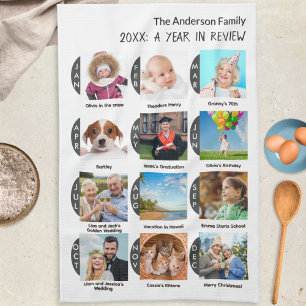 Familjeårs fotogalleri 12 bilder Personligt Kökshandduk