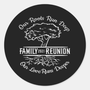 Familjeåterförening 2021 Family Träd Heart Root Runt Klistermärke