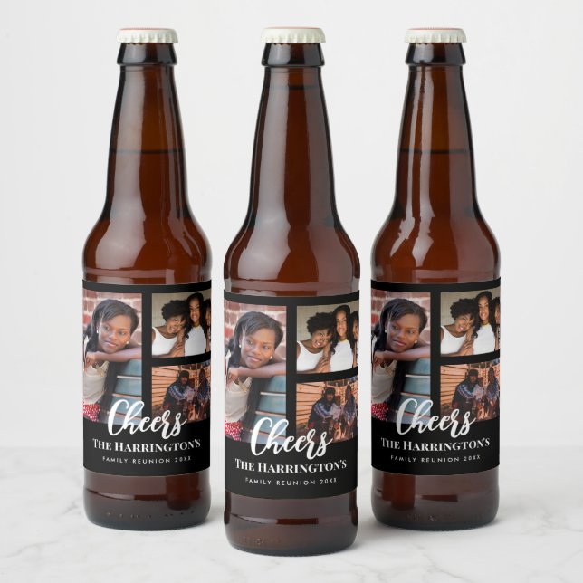 Familjeåterförening 3 Avsnitt Photo Collage Black  Ölflaska Etikett (Flaskor)