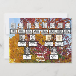 Familjeåterförening 3 Generation höstfärgad Träd Inbjudningar