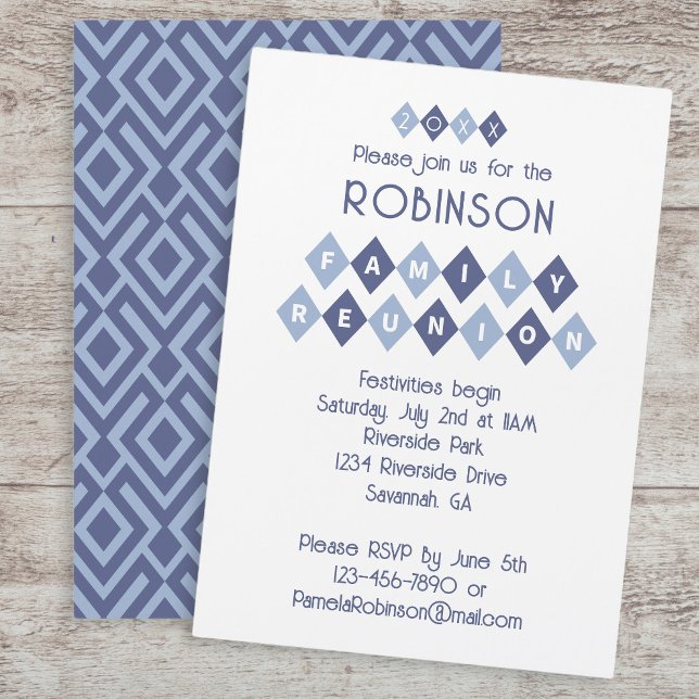 Familjeåterförening Anpassningsbar Party Firande R Inbjudningar (Family Reunion Custom Party Celebration Fun Blue Invitation)
