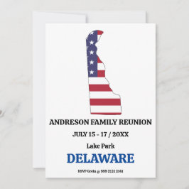 Familjeåterförening 🎉 DELAWARE-staten Karta USA f Inbjudningar