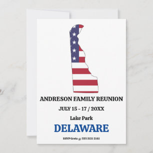 Familjeåterförening 🎉 DELAWARE-staten Karta USA f Inbjudningar