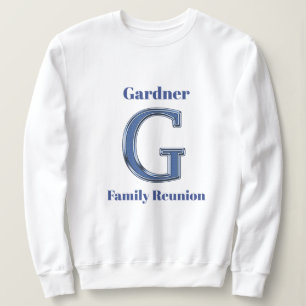 Familjeåterförening Efternamn Brev G Blue Initial T Shirt
