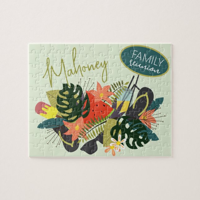 Familjeåterförening, efternamn, pusssåg pussel (Horisontell)