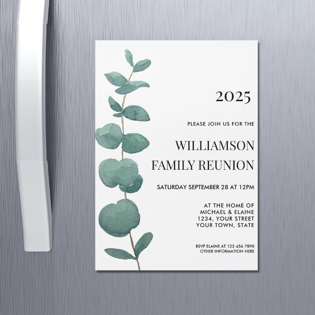 Familjeåterförening Elegant Eucalyptus Magnetisk Inbjudningskort (Skapare uppladdad)