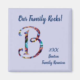 Familjeåterförening - färgad tie-Dye Brev B Monogr Magnet